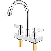GBBNE Bar Sink Faucet 4 Inch Center 2 Hole Deck Mount Bar Faucets for Sink Prep Dual Handles Commercial Utility Laundry Kitchen,Polished Chrome