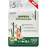 Naty Bamboo Viscose Baby Diapers – Silky Soft, Plant Based, Dermatologically Tested for Sensitive Skin & Super Absorbent (Size 5, 132 Count)