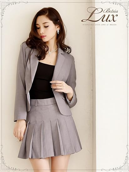 Amazon Belsialux 大きいサイズ完備 上質プリーツフレアーキャバスーツ 式スーツ フォーマルスーツ にも ベルシアリュクス S M L Xl グレー スカートスーツ 通販