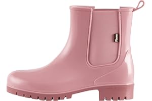 planone Short Rain Boots Women Fashion Waterproof Chelsea Boots for Women Light Outdoor Garden Shoes Ankle Muck Boots for Ladies Non Slip Work Shoes Rubber Boots with Premium Comfort Insole