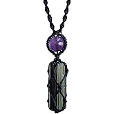 Black Tourmaline necklace for women with Amethyst | protection crystal pendant jewelry
