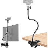 Khazylorr Webcam Stand, Webcam Mount Gooseneck Arm with Phone Holder Web Camera Stand Desk Mount Clip Clamp for Logitech Webcams C922 C930e C920S C920 C615 C960 C920x BRIO 4K NexiGo N60 and More