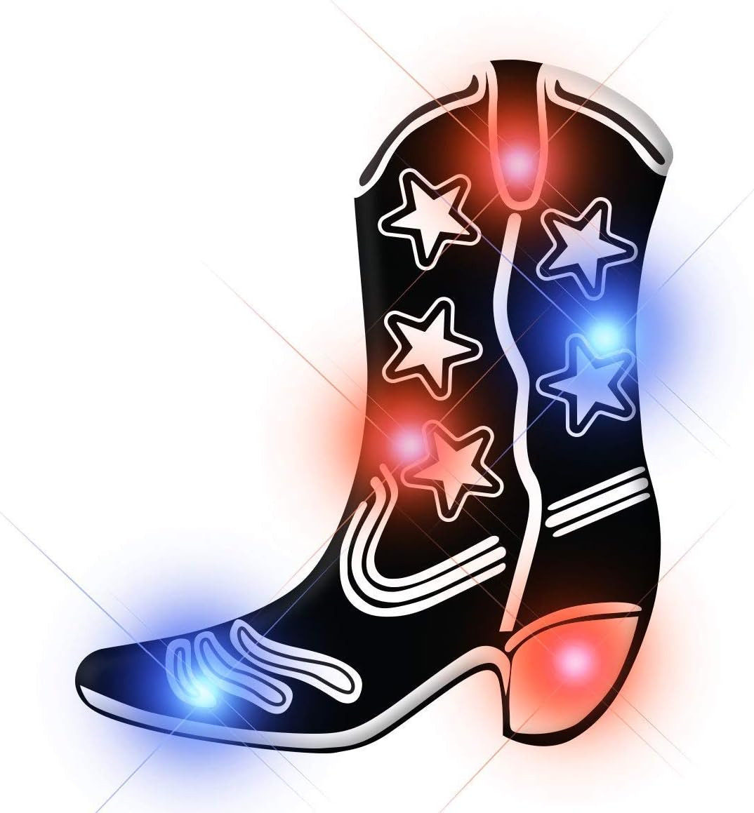 Black Cowboy Boot Flashing Body Light Lapel Pins