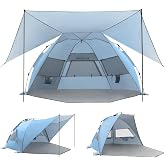 Elegear Beach Tent with 360&deg; Removable Canopy 4-6 Person Automated Pop Up | CumbreX&trade; Beach Cabana Sun Shade Shelter, UPF 50+, Double Silver Coating, Portable Lightweight, For Beach/Outdoor, Sky Blue