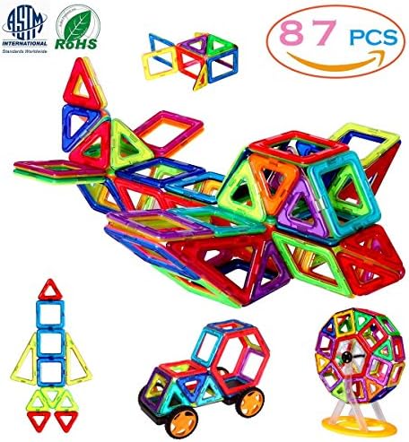 MANVE Magnetic Blocks Building Toys Set, Magnetic Tiles, Educational Toys for Baby/Kids（ 87Pcs DELUXE SET）