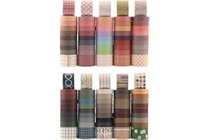 100 Rolls Vintage Washi Tape Set, NogaMoga Basic Collection 10mm/25mm Wide Solid Color Masking Tapes, Writable Decoration Tap