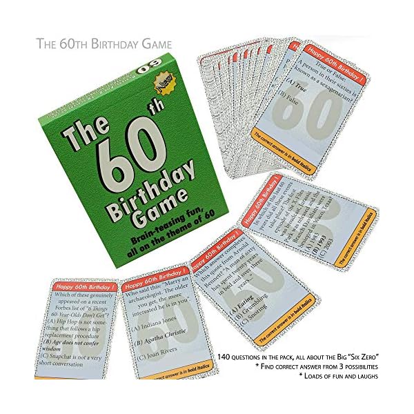 The 60th Birthday Game: a fun gift or present specially for people turning sixty. Also works as an amusing little 60th…