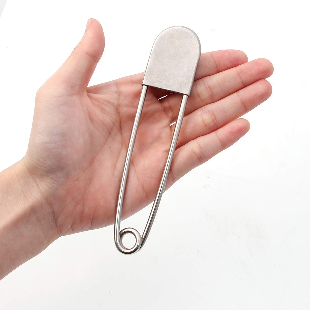 Coitak Large Safety Pins, 5 inch Safety Pins, 10 PCS Stainless Steel Safety Pins Large, Silver Huge Strong XL Safety Pins, Extra Large Laundry Pins for Blankets
