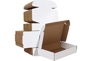 HORLIMER 9x6x2 inches Shipping Boxes Set of 50, White Corrugated Cardboard Box Literature Mailer