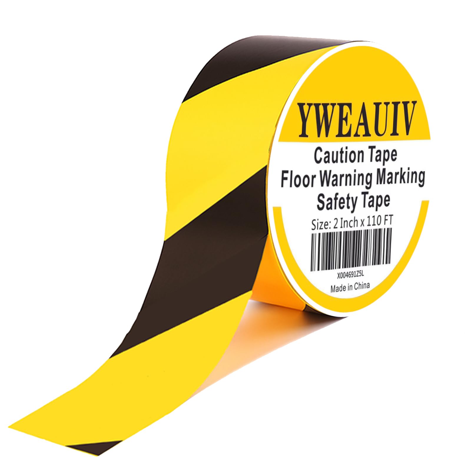 Photo 1 of 2 Inch x 110 FT Black & Yellow Floor Marking Tape, High-Visibility & Adhesive Hazard Tape for Caution & Aisle Marking, Warning Safety Stripe Tape, Caution Tape Roll for Walls Steps Pipes Equipment