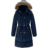 Garemcy Women's Winter Coat Water Repellent Long Puffer Jacket Warm Parka with Detachable Fur-trim Hood