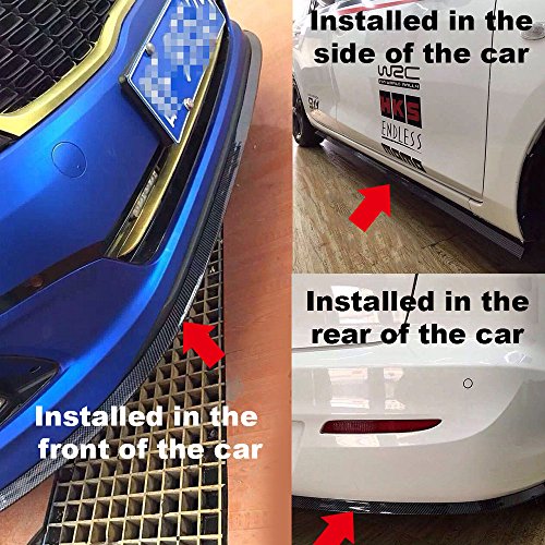 DDSKY Universal Front Bumper Spoiler, 2.5m/8.2ft Car Stickers Carbon Fiber Front Bumper Rubber Styling Door Sill Protector for Car Truck SUV Accessories, Black