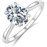 Aurora & Fiori 1/2/3/4 CT Round Moissanite Engagement Ring for Women, D Color VVS1 Solitaire Moissanite Ring S925 Sterling Silver with 18K Yellow/White Gold Plated