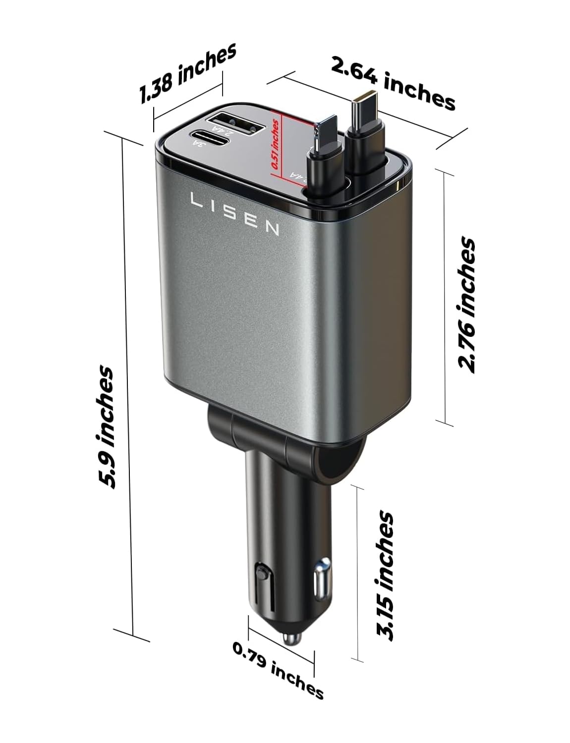 LISEN Retractable Car Charger, for iPhone 17 Pro Max Air 16 15 14 13 12 Airpods, iPad, Samsung pixel 10 Pro Max Tablet Watch Galaxy Z Fold 7, Sale Prime for Day Deals Today 2025, Clearance Electronics