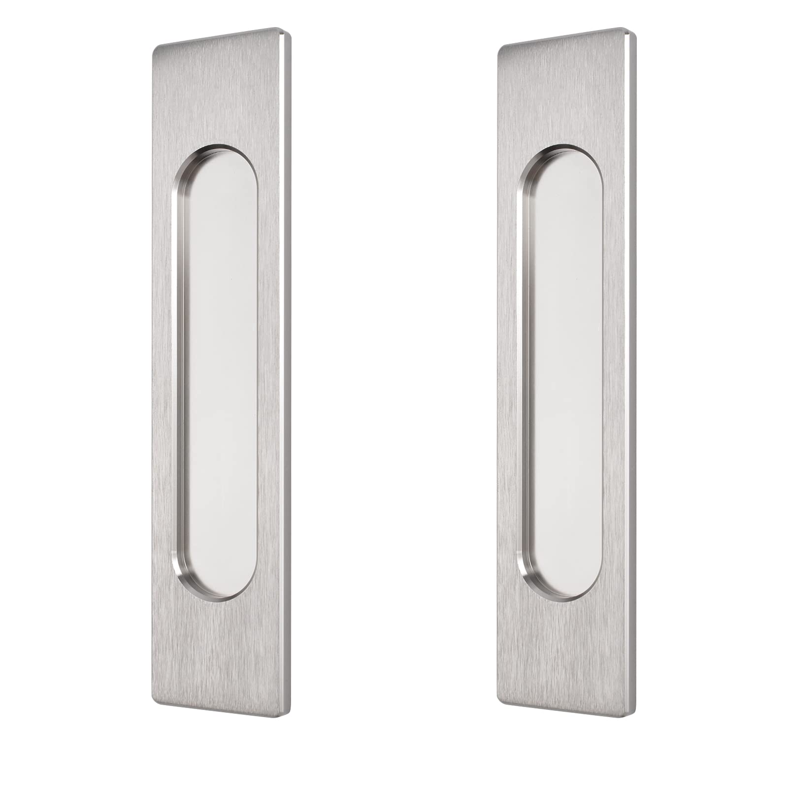 MOROBOR 18CM Self-Stick Rectangual Sliding Door Pulls, 2pcs Brushed Steel Aluminum Alloy Flush Pull Punch-Free Handle for Sliding Barn Door Windows Cabinets — image 1