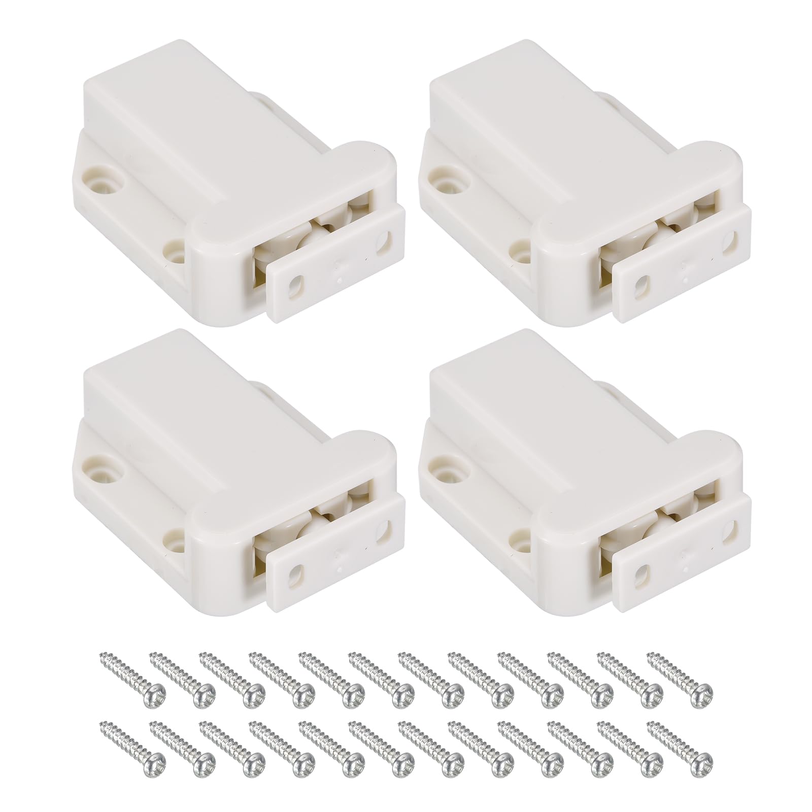 uxcell 4 Set Push to Open Door Catch ABS Automatic Spring Loaded Push-in Touch Catches for Cabinet Cupboard Door (White)