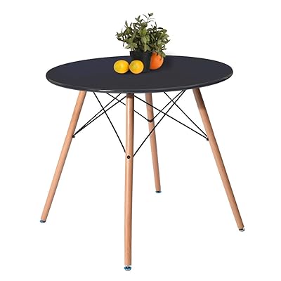 Kitchen Dining Table Round Coffee Table, Black Modern Pedestal Desk