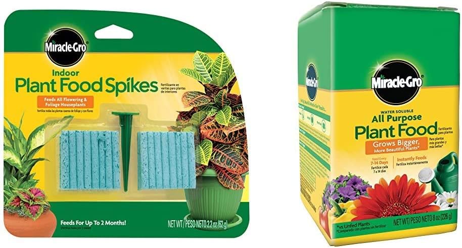 Miracle-Gro Indoor Plant Food Spikes, Includes 48 Spikes - Continuous Feeding for all Flowering and Foliage Houseplants - NPK 6-12-6, 1 Pack of 48 Spikes : Fertilizers : Garden & Outdoor