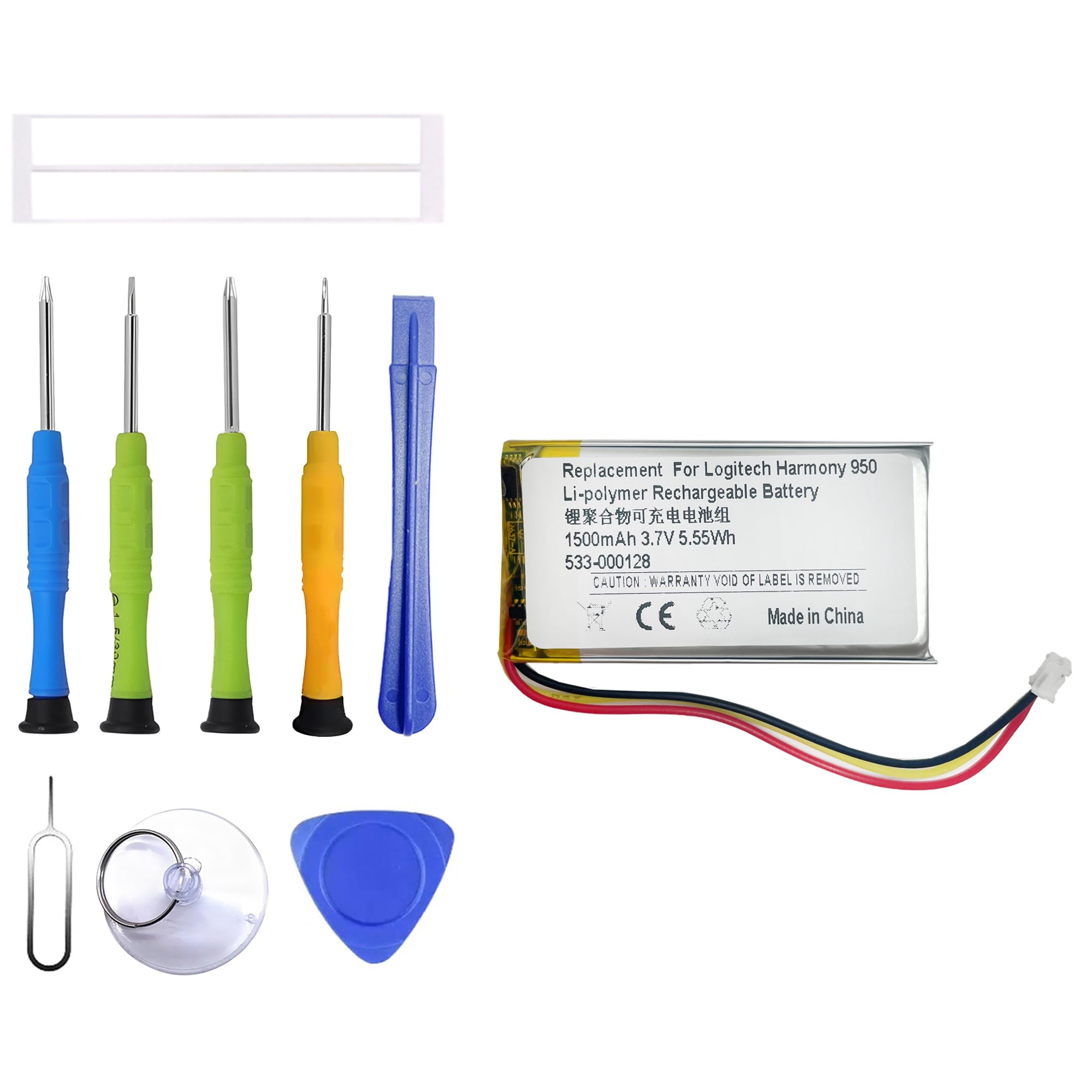 ERYNK 533-000128 Replacement Battery Compatible with Harmony 950 for Logitech Harmony Elite 915-000257 915-000260 950-623158 Remote Control Replacement Battery with Tool Kit