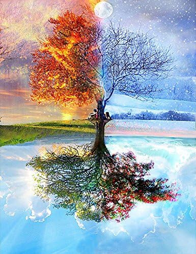 Pink Lime Studio Painting By Numbers DIY Kit - Frameless 16 in x 20 in - SPRING COLLECTION - Oil painting on canvas Kit for Adults, Seniors, Teenagers or Children (Tree of Life - Seasons)