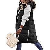 HEEKPEK Puffer Vest for Women Long Down Hooded Vest Womens Sleeveless Zip Up Jacket Winter Thick Coats with Pockets