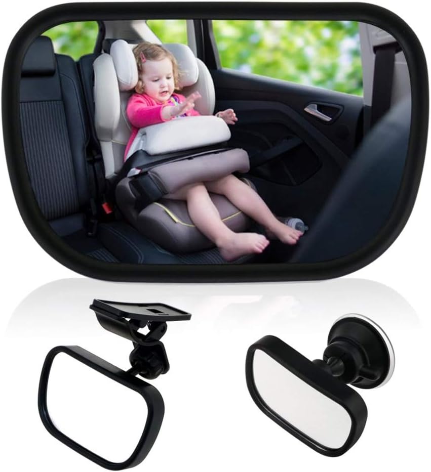 Baby Car Mirror, Universal Car Rear Seat View Mirror - View Baby Mirror, Adjustable Forward Baby Mirror with Clips and Suction Up