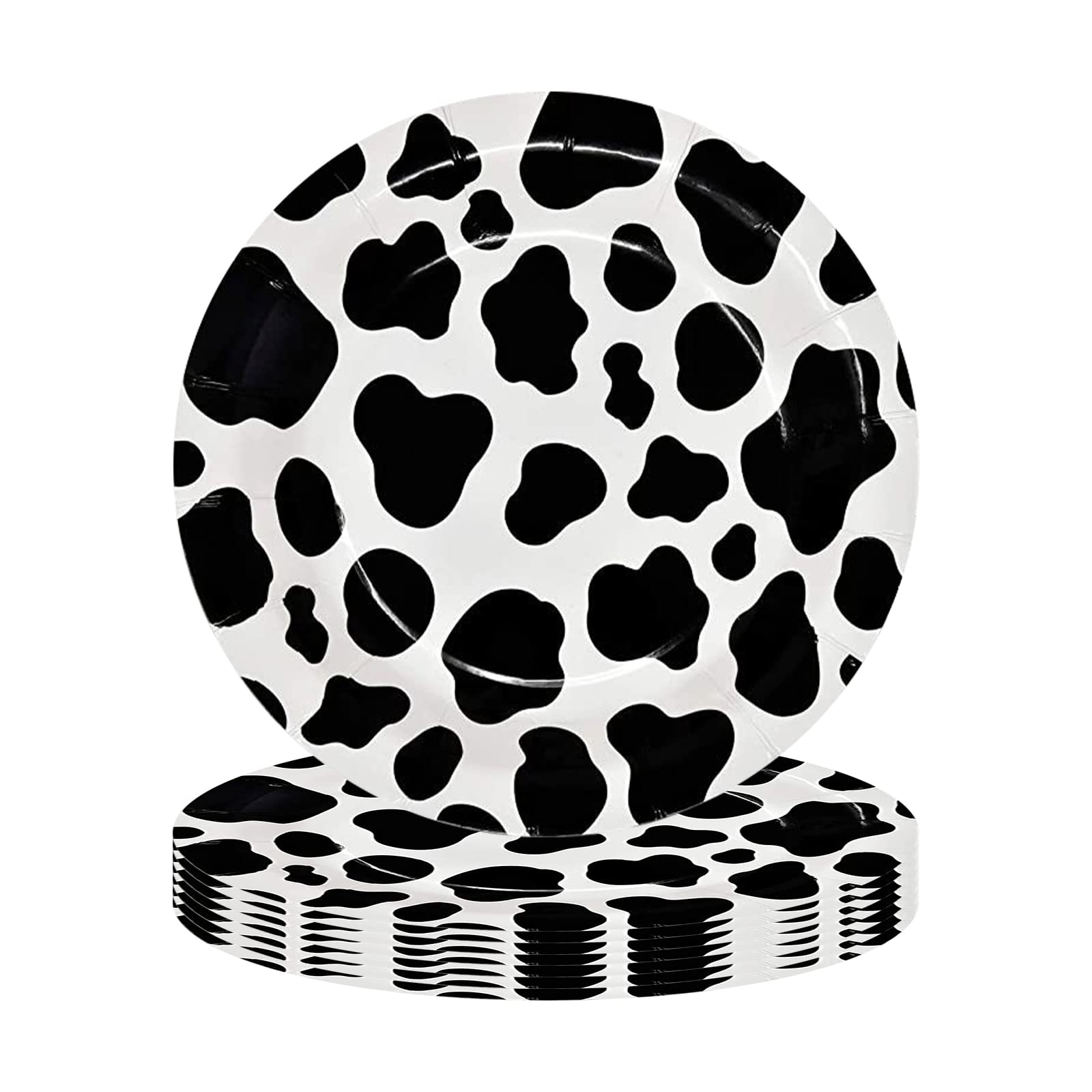 POPOYU 16P Jungle Safari Animal Party Cow Print Paper Plates 7 inch,Jungle Animal Party Paper Plates,JungleTheme PartyTableware Decorations Set for Kids JungleSafari Reptile PartySupplies