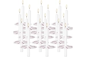 AYIQIW 100 pcs Church Candles with Drip Protectors for Devotional Candlelight Vigil Service, Unscented White 5" H X 1/2" D, No Smoke, Shabbat, Praye