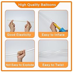 PIGETALE 100Pcs Clear 260 Balloons Transparent Long