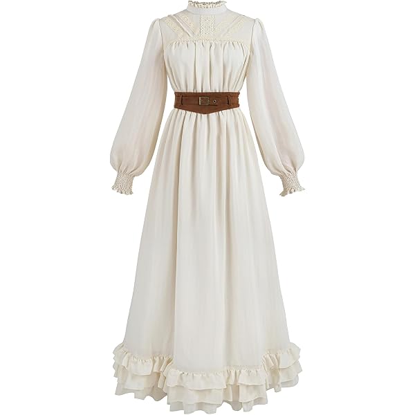 Amazon.com: Nuoqi Victorian Dress Women 1800s Edwardian Costume Long Sleeve Renaissance Gown with Corset Belt, Off White, S : Clothing, Shoes & Jewelry Amazon.com: Nuoqi Victorian Dress Women 1800s Edwardian Costume Long Sleeve Renaissance Gown with Corset Belt, Off White, S : Clothing, Shoes & Jewelry