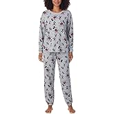 Disney Womens 2 Piece Cozy Pajama Set (US, Alpha, X-Small, Regular, Regular, Classic Mickey Mouse Gray)