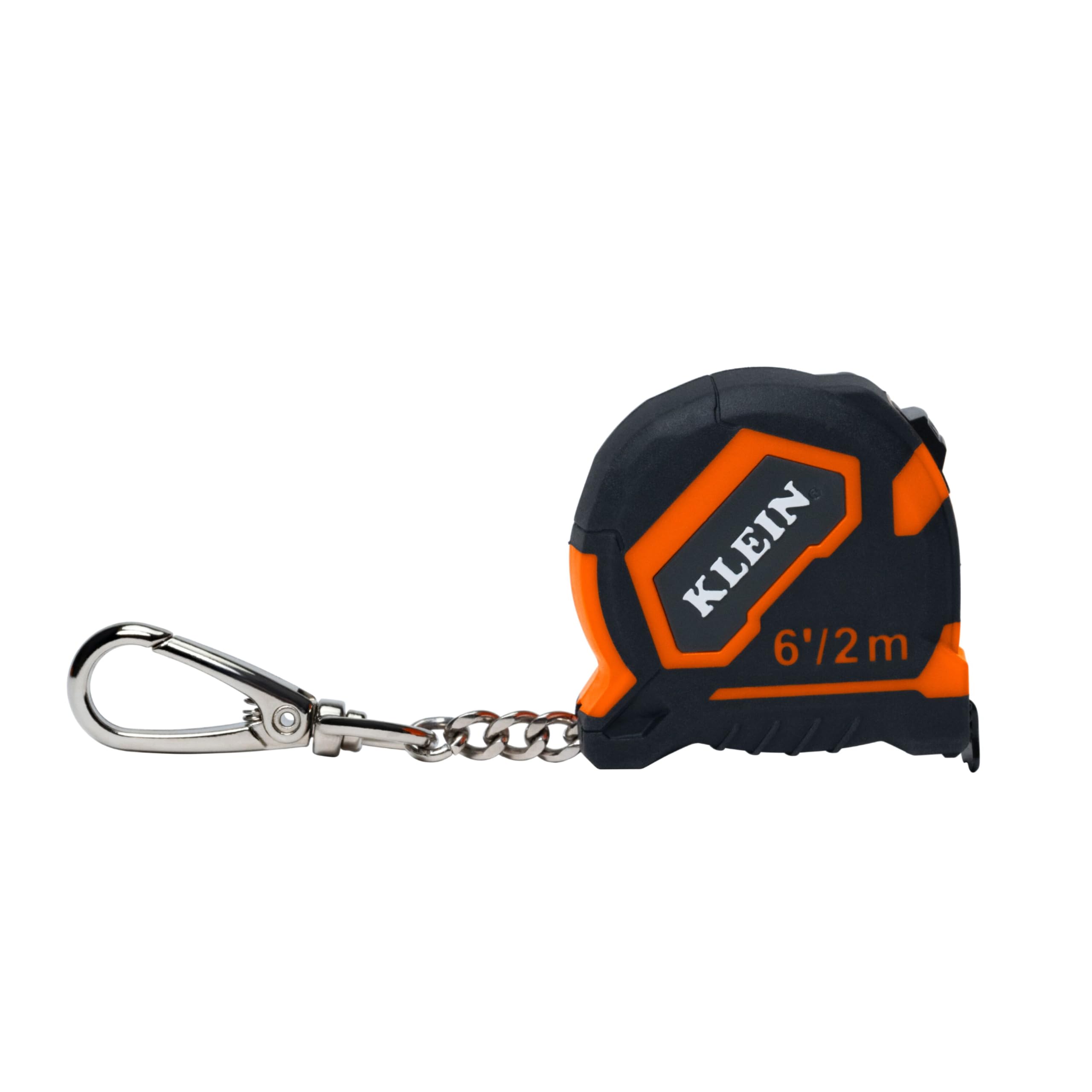 Klein Tools 9362 6-Foot Keychain Tape Measure with Carabiner, SAE and Metric Markings, Small Pocket Tape with Nylon Coated Bl