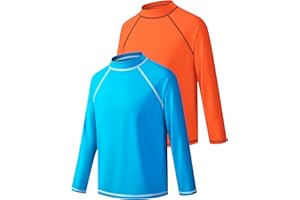 BIGANT Boys Rash Guard Swim Shirt Long Sleeve UPF 50+ Sun Protection Kids Girls Youth Fishing Water Beach UV SPF Swimwear Quick Dry