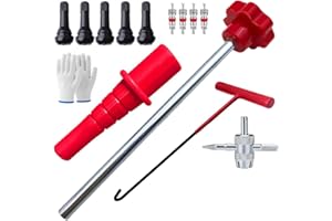 14Pcs Tire Valve Stem Removal Tool Tire Repair Kit Quick Change with Valve Cores 4-Way Valve Tool for Leak Valve Stems in Car