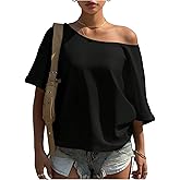 Verdusa Women's Off The Shoulder T Shirt Tops Short Sleeve Summer Going Out T Shirts Y2K Trendy
