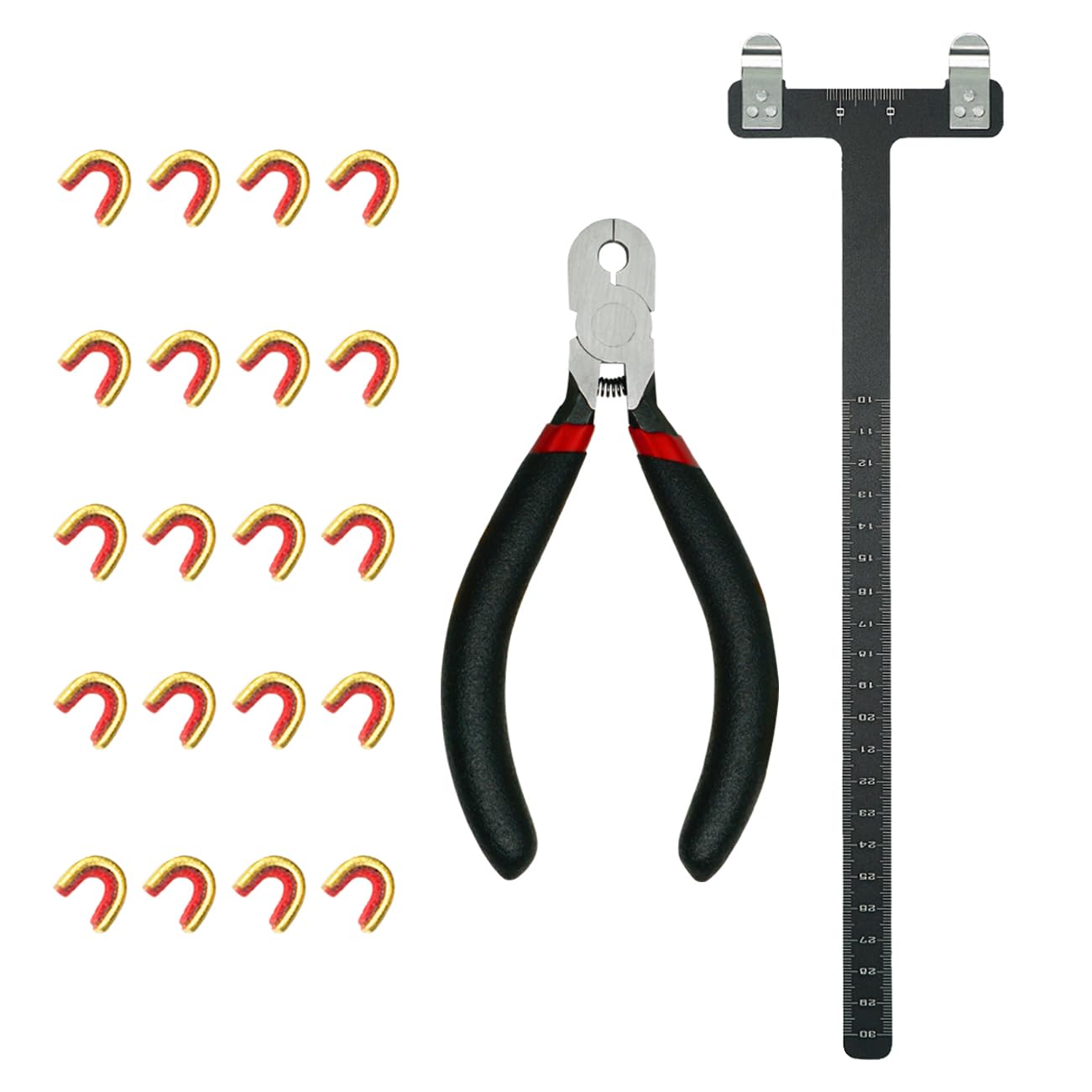 THREE ARCHERS Archery T Bow Square Set Bowstring Nocking Point Buckle Piler for Recurve Bow Hunting Bow (BLACK)