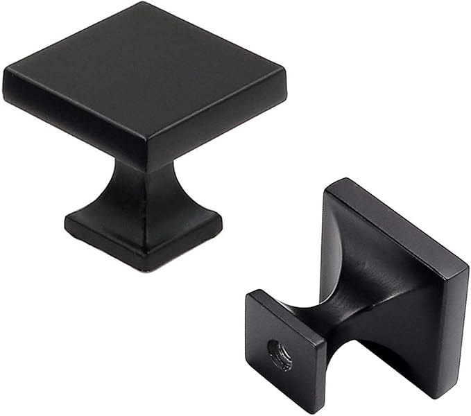 goldenwarm 5 Pack Black Square Knobs Kitchen Door Knobs