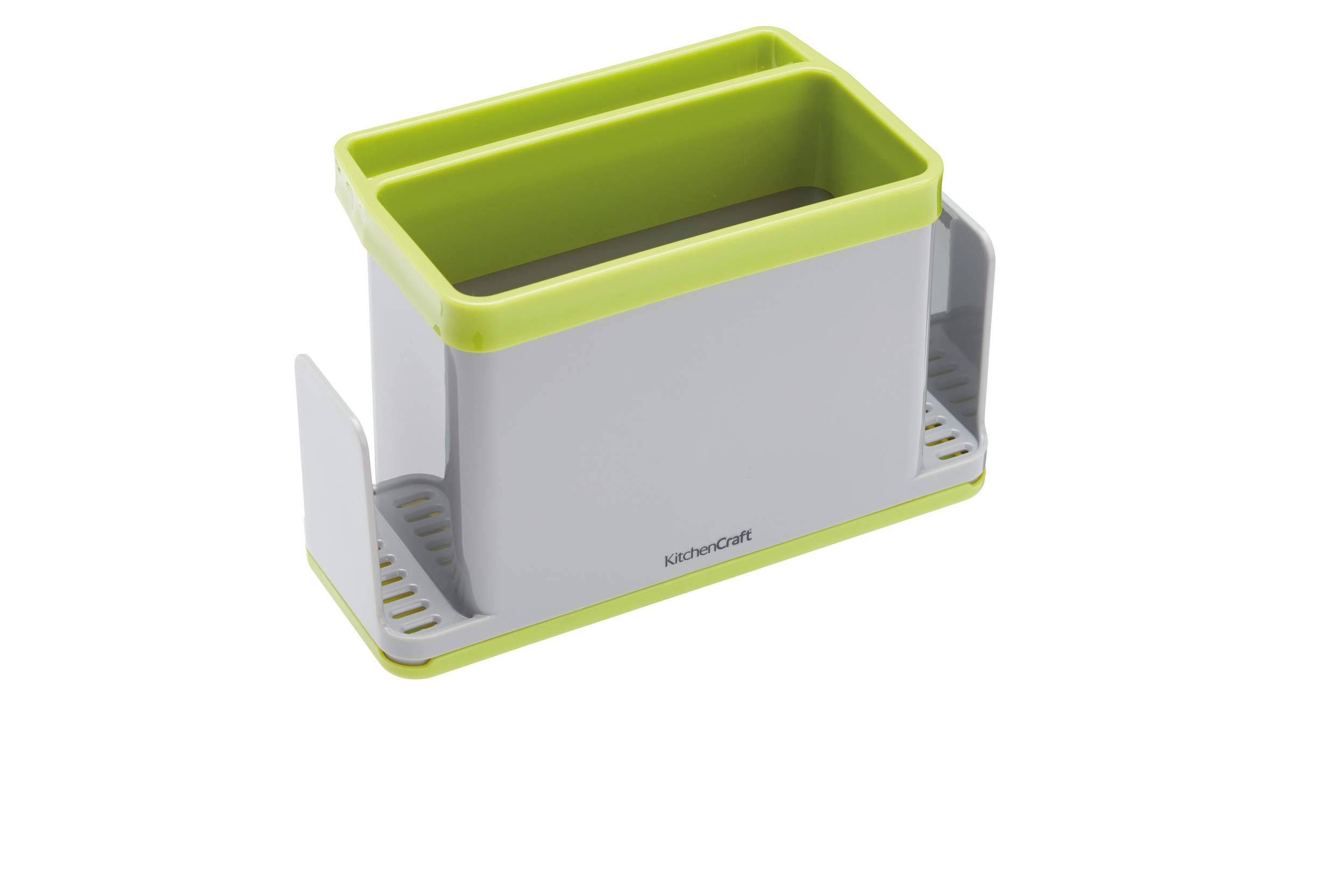 KitchenCraft 4-in-1 Plastic Kitchen Sink Tidy, 19.5 x 9.5 x 12 cm (7.5" x 3.5" x 4.5") - Grey/Green