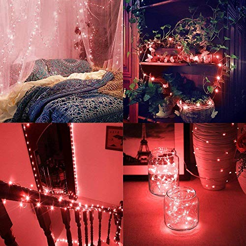 Independence Day Battery Operated Fairy String Lights, 5M/16.4Ft 50LEDs Dimmable Fairy Lights for Indoor Outdoor Home Christmas Tree Wreath Decoration,red