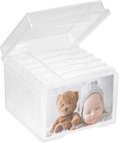 GEMMAHW Photo Storage Box 4x6 Case with 6 Removable Organisers