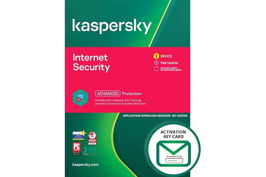 Kaspersky Internet Security 2021 (2022 Ready) | 1 Device | 1 Year | PC/Mac/Android | Activation Key Card by Post Mail | Antiv