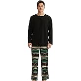 U2SKIIN Mens Fleece Pajamas Set, Soft Warm Long Sleeve Prints Pants Pajama set for Men Comfy Sleepwear Pjs