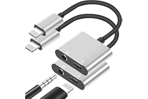 MASTERPLUG [Apple MFi Certified] iPhone Headphone Adapter, 2 Pack 2 in 1 Lightning to 3.5mm Aux Audio and Charge Jack Adapter Splitter Dongle for iPhone 14 13 12 11 Pro Max XS XR X 8 7 6 iPad, Support All iOS
