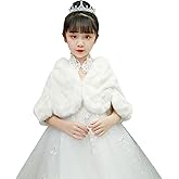 Icegrey Girls Princess Faux Fur Winter Wraps Shawl Kids Bolero Cardigan Dress Coat Wedding Party Dress Up