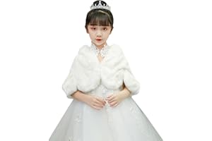 Icegrey Girls Princess Faux Fur Winter Wraps Shawl Kids Bolero Cardigan Dress Coat Wedding Party Dress Up