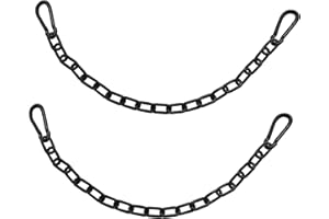 MIKMAYTOO 2Pcs 23 Inch Black Heavy Duty Hanging Chains with 4 Carabiners, Chair Hardware for Indoor Outdoor Playground Hanging Chair Hammock Punching Bags 800 LB Capacity (Black Metal Chain-23 Inch-2 Packs)