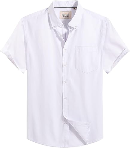 pleated front short sleeve dress shirt men white Men's White Pleated Dress Shirt Standard Fit, Formal Wear Front Button Closure Lee mens Uniforms Short Sleeve