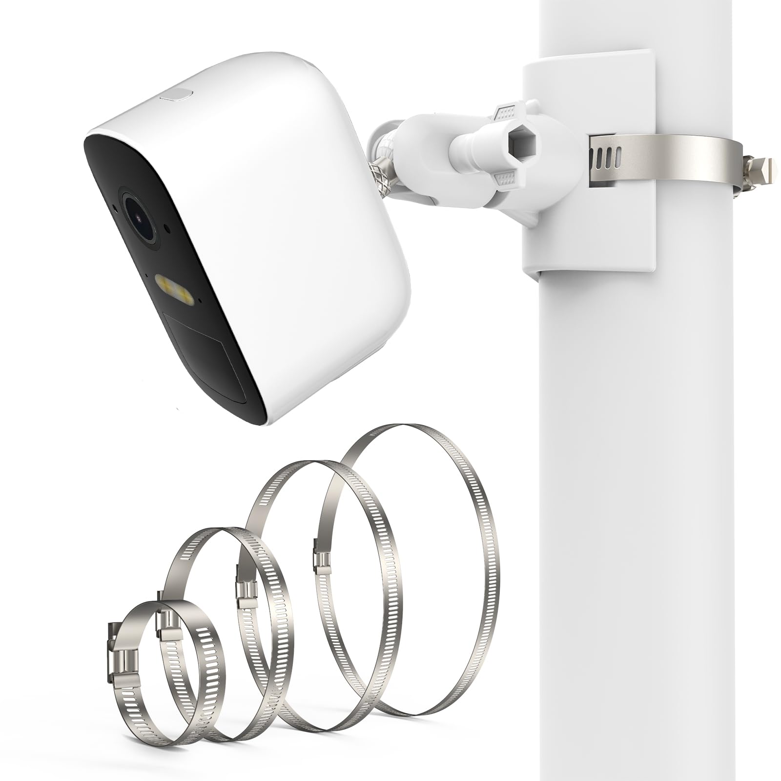 OkeMeeo Outdoor Camera Mount for Arlo Pro 5S/Pro 4/Pro 3/Ultra 2/Essential XL, for eufyCam 2C/2C Pro and More 1/4’’ Threaded Camera No Drill Pole Mount(White, 1 Pack)