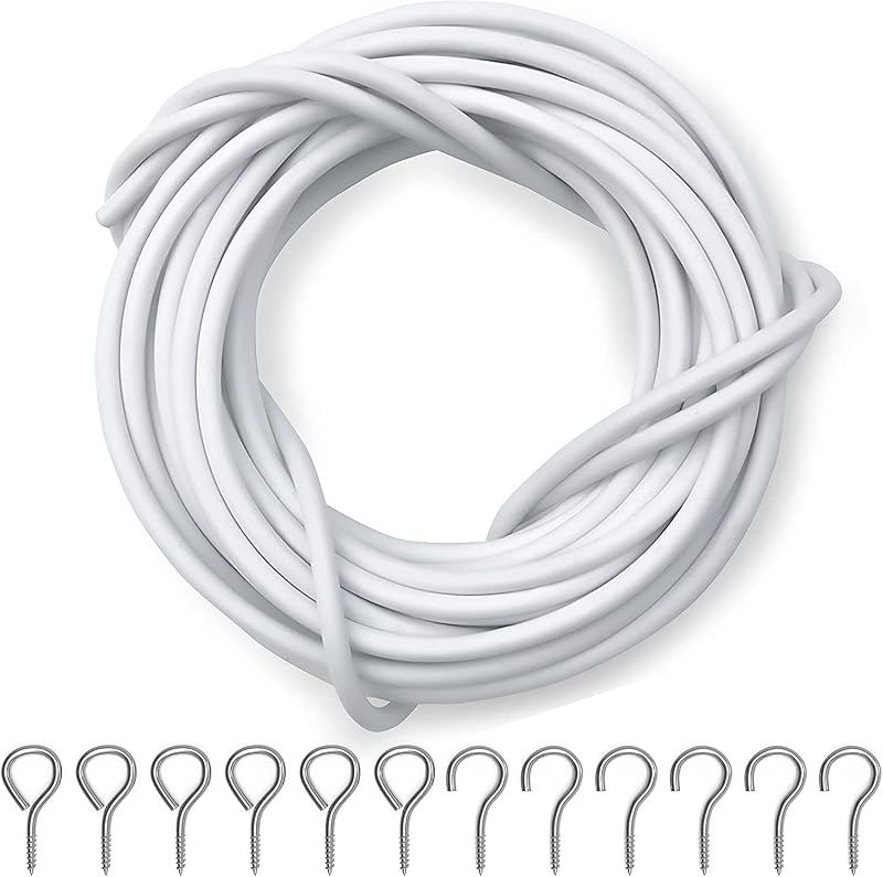 Dikots Curtain Wire Set 10M Kit with 25 Eyes & Hooks Multipurpose Wire