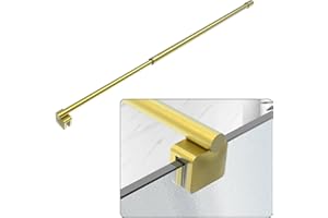 AQUIVACOAST Shower Door Support Bar, 27.5'' to 47.2'' Telescopic Stainless Steel Wall-to-Glass Support Bar for 1/4"(6mm) to 3/8"(10mm) Thick Glass, Fixed Panel Support Rod, Brushed Gold